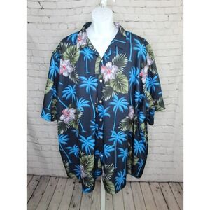 Design in Italy Luxury Men's Blue Hawaiian Shirt Button Up Short Sleeve 5XL